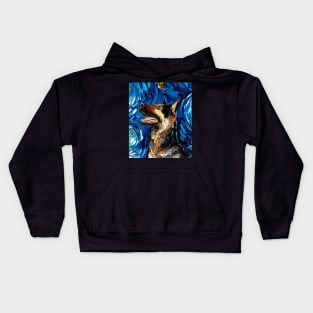 German Shepherd Night (Portrait) Kids Hoodie